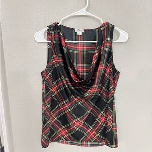 J. Crew Plaid Sleeveless Top - Black and Red
